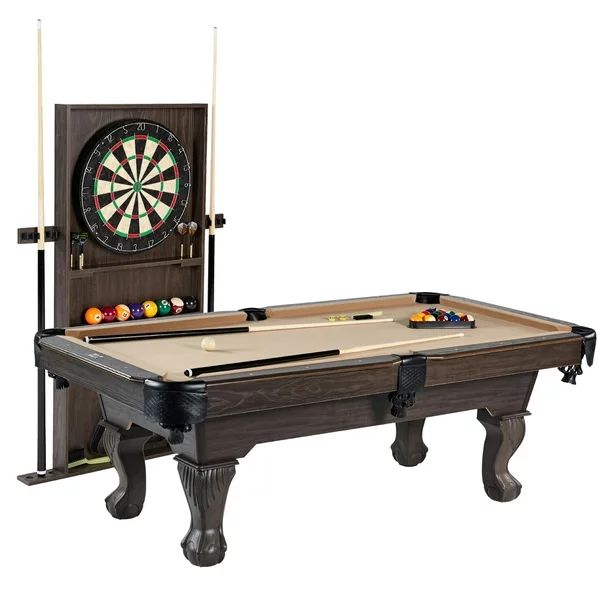 Barrington Billiards 90" Ball and Claw Leg Pool Table with Cue Rack, Dartboard Set, Tan - Walmart... | Walmart (US)