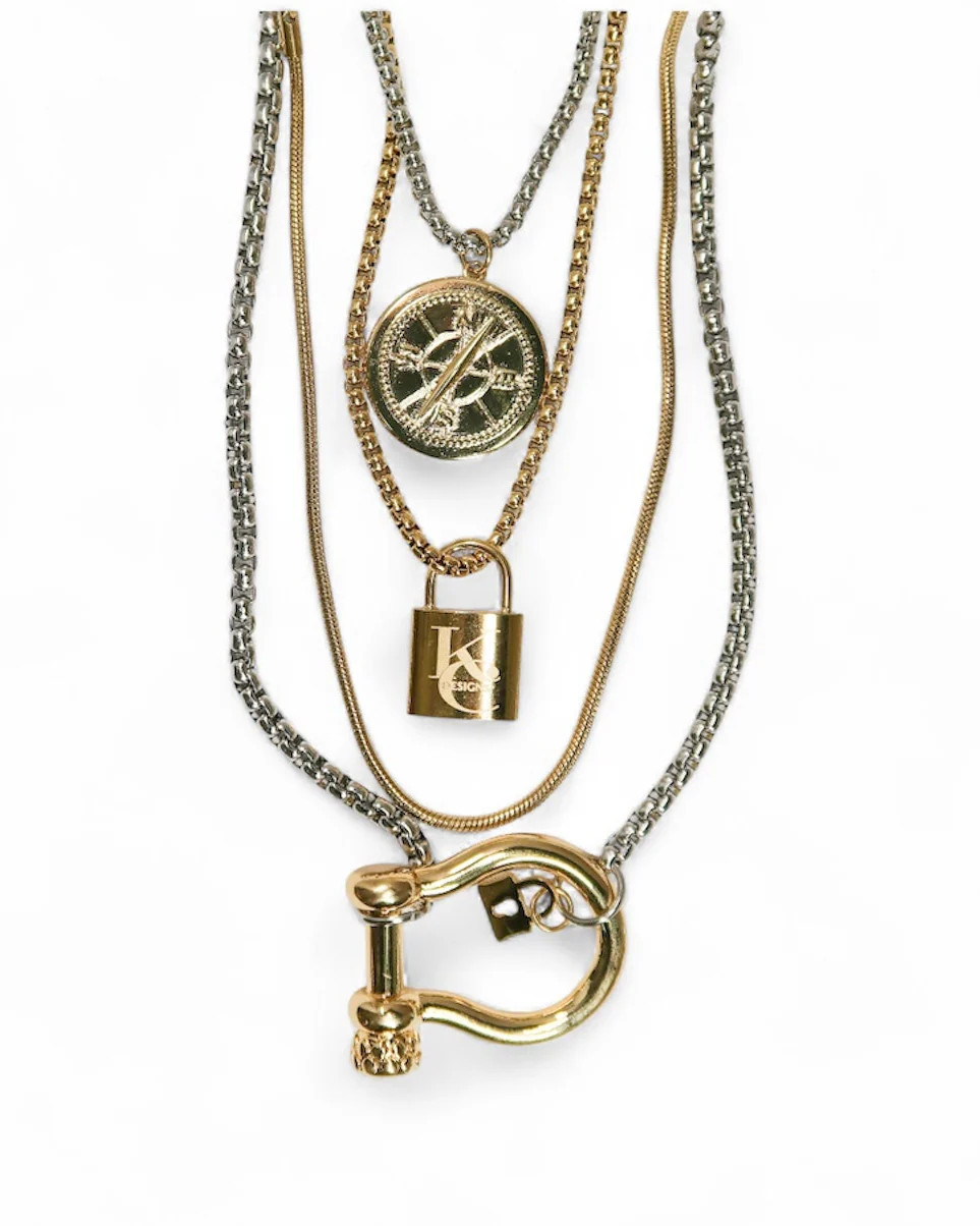 Edgy2.0 316L Stainless Steel Pendant 4 Piece Necklace Layering Set | KC Chic Designs