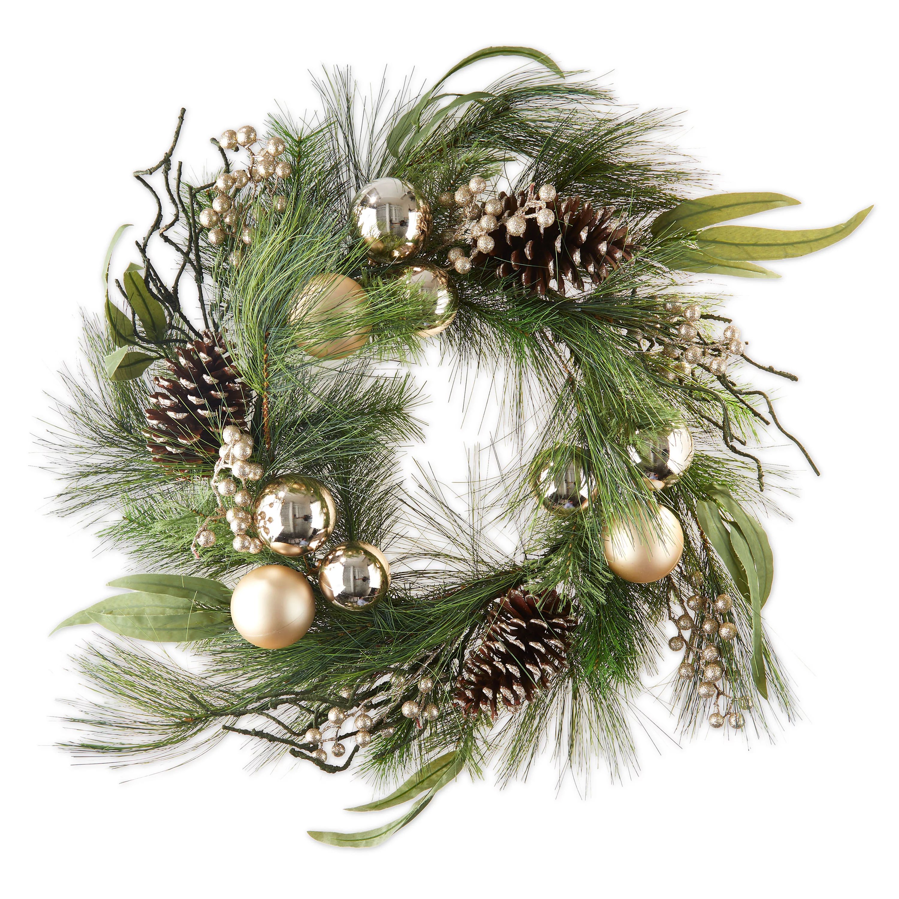 Holiday Time 28in Gold Ornament Wreath - Walmart.com | Walmart (US)