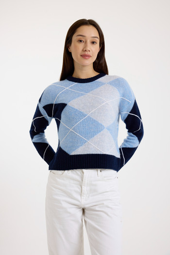 Brodie Pure Cashmere Argyle Crew Neck 100% Cashmere Sweater | Nordstrom | Nordstrom