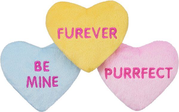 Frisco Valentine Candy Hearts Plush Cat Toy with Catnip, 3 count | Chewy.com