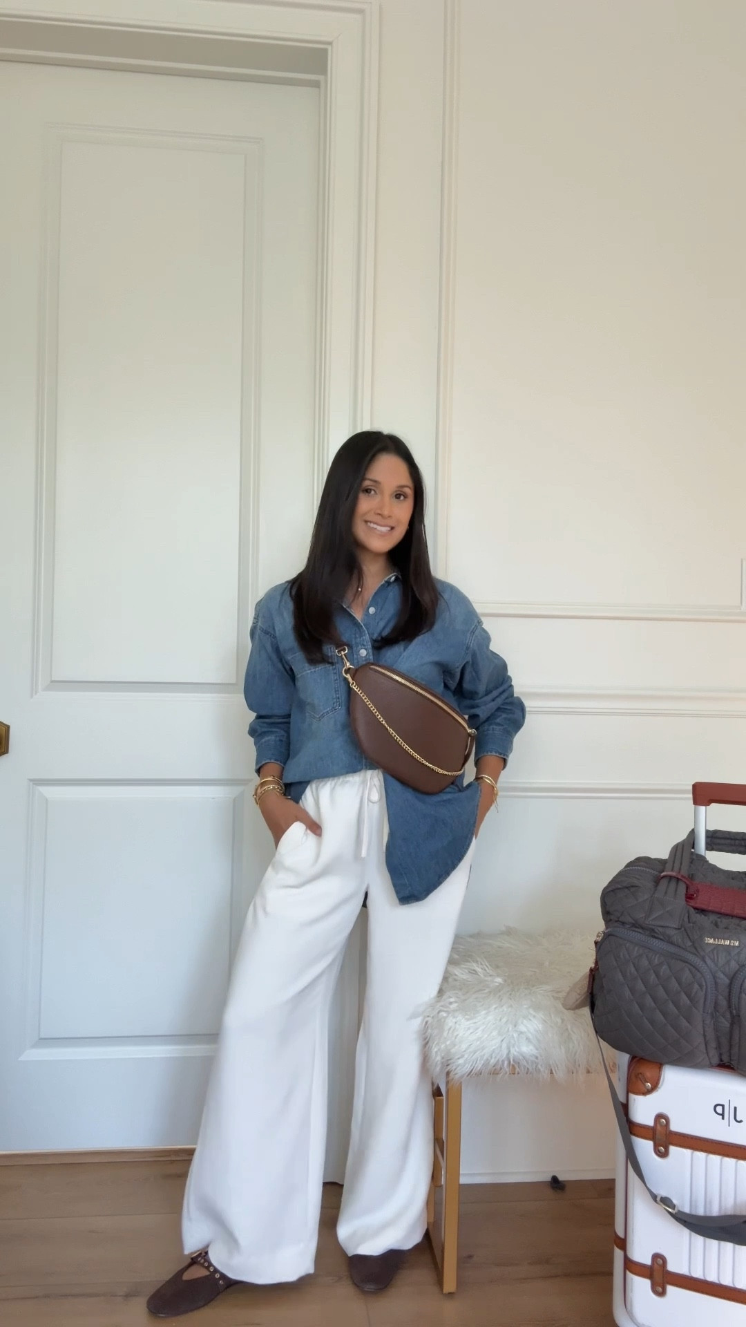 Obsessed with these crepette pants from @aritzia that don’t wrinkle! I now have them in 3 colors! Wearing sz small here and got them hemmed to wear with flats. 
Wearing sz XS in the denim shirt. Both on sale! 

Also, take 20% OFF my Beck sling bag with code: HAUTE20


#LTKItBag #LTKStyleTip 


#LTKHoliday #LTKGiftGuide #LTKSaleAlert