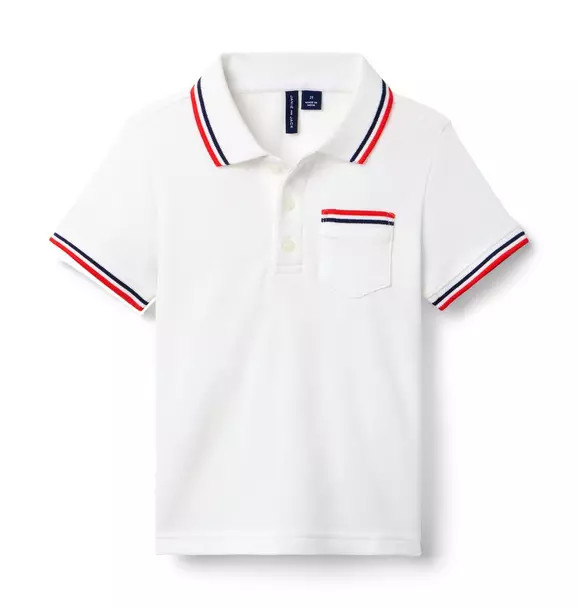 The Stripe Trim Pique Polo | Janie and Jack