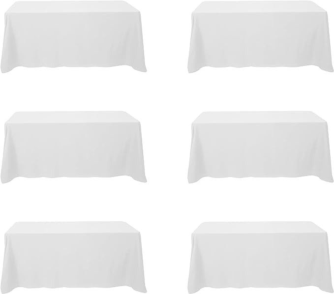 BRILLMAX 6 Pack White Tablecloths 90 x 132 Inch for 6ft Rectangle Tables - 150 GSM Polyester Fabr... | Amazon (US)