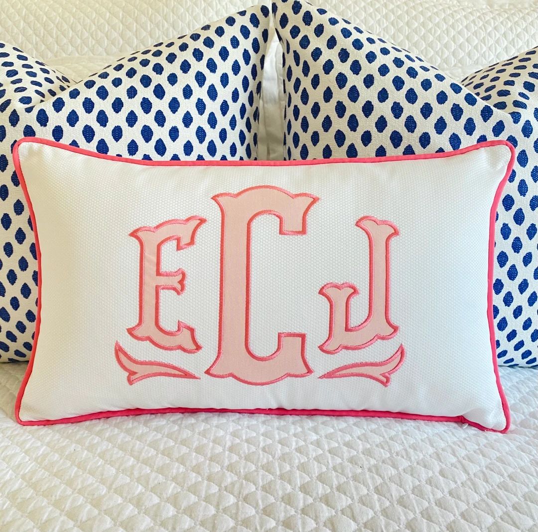 Applique Monogram Pillow Cover - Etsy | Etsy (US)