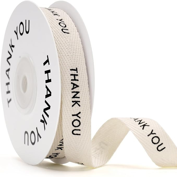 KINGLAKE Thank You Ribbon 5/8" x 10 Yards Twill Tape Herringbone Cotton Thank You Teacher Ribbon ... | Amazon (US)