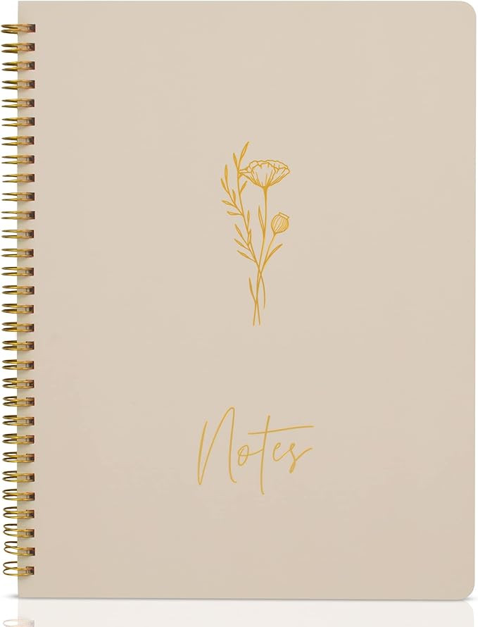Aesthetic Spiral Notebook Journal For Women - Cute Beige 10.5" x 8.5" College Ruled Notebook With... | Amazon (US)