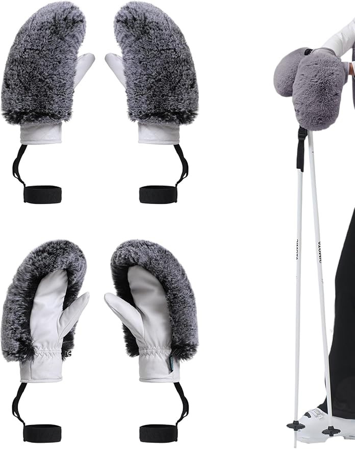 GSOU SNOW Women's Ski Mittens Faux Fur Snowboard Gloves Snow Mittens Winter Outdoor Warm | Amazon (US)