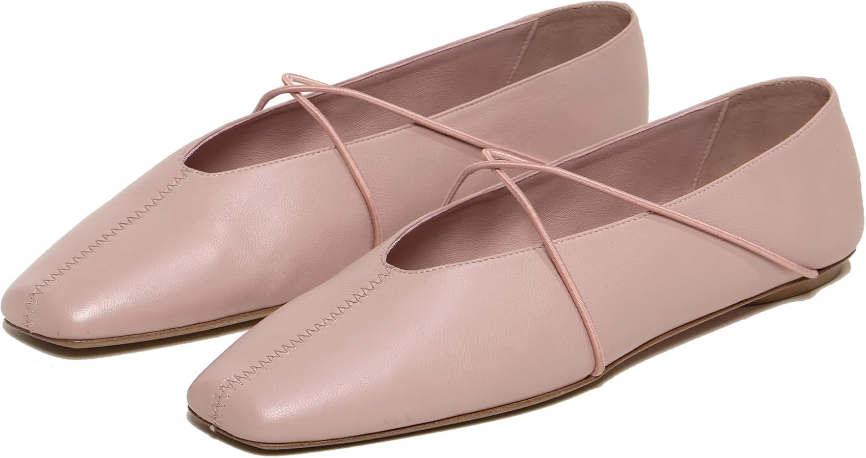 Women's Square Toe Ballet Flats Criss-Cross Straps Comfortable Slip On Mary Jane Flat Shoes for O... | Amazon (US)