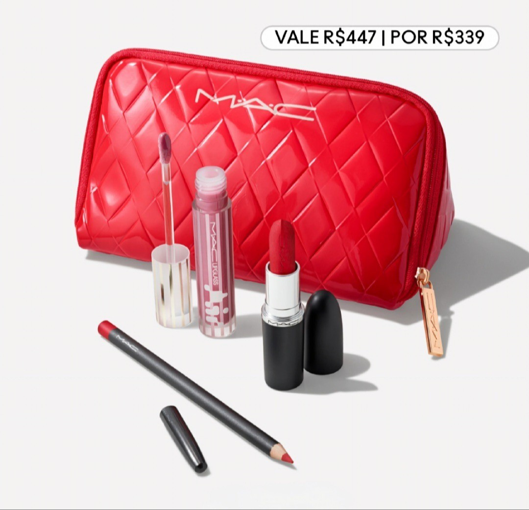 Um kit exclusivo para os lábios, disponível apenas durante as festas, com o batom M·A·Cximal Silky Matte, o lápis labial e o gloss Lipglass Air em combinações de tons vermelhos e neutros, por um valor M·A·Cnífico.

#LTKbeleza #LTKpromo