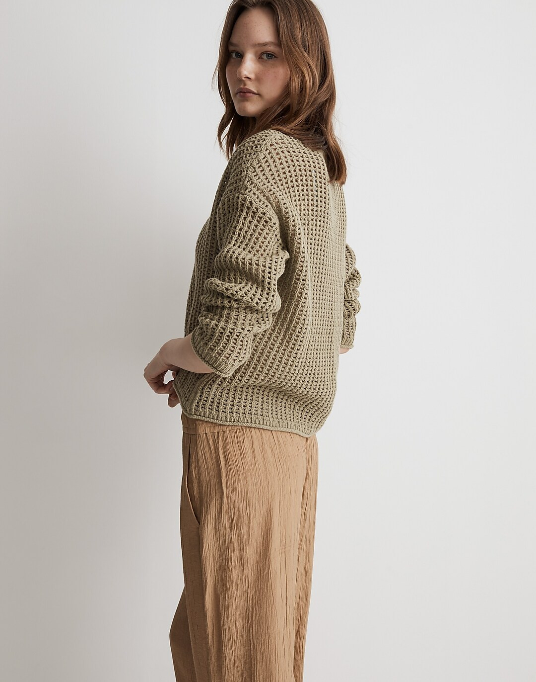 Open-Stitch V-Neck Pullover Sweater | Madewell