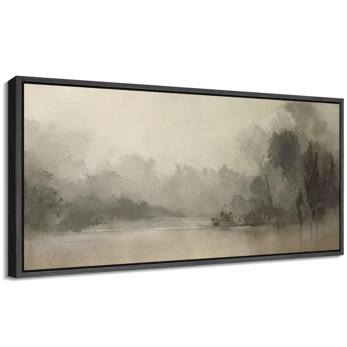 Rustic Countryside "Misty Forest Abstract Landscape Calm Extra Large Framed Artwork Wall Pictures | Wayfair North America