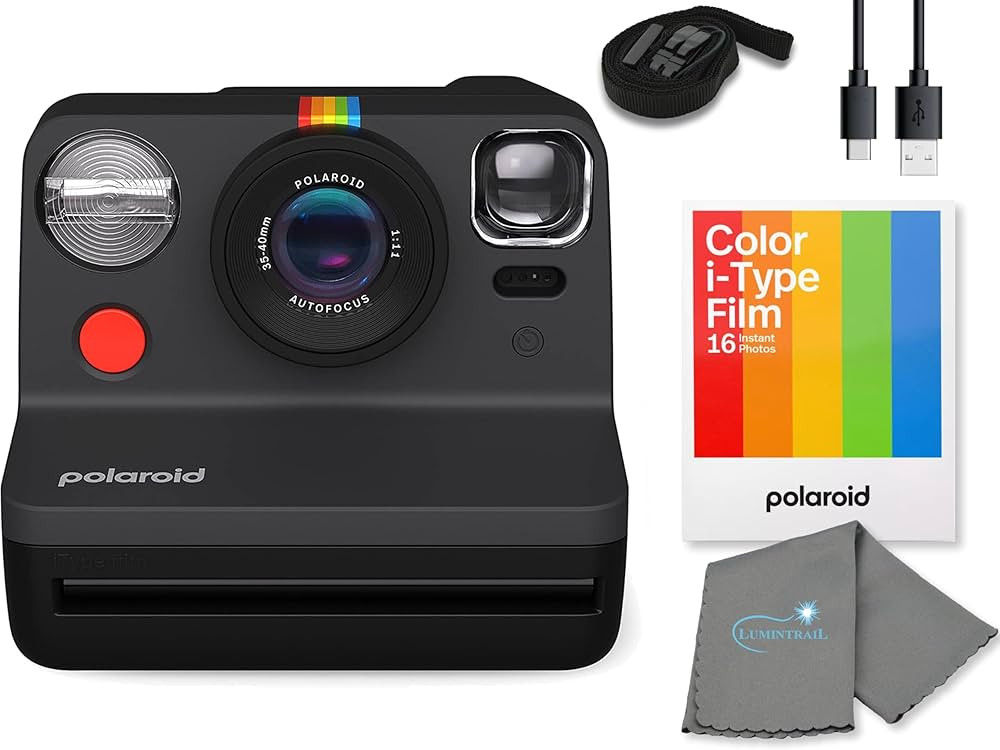 Polaroid Gen 2 Now I-Type Instant Film Camera - Black Bundle with a Color i-Type Film Pack (8 Ins... | Amazon (US)