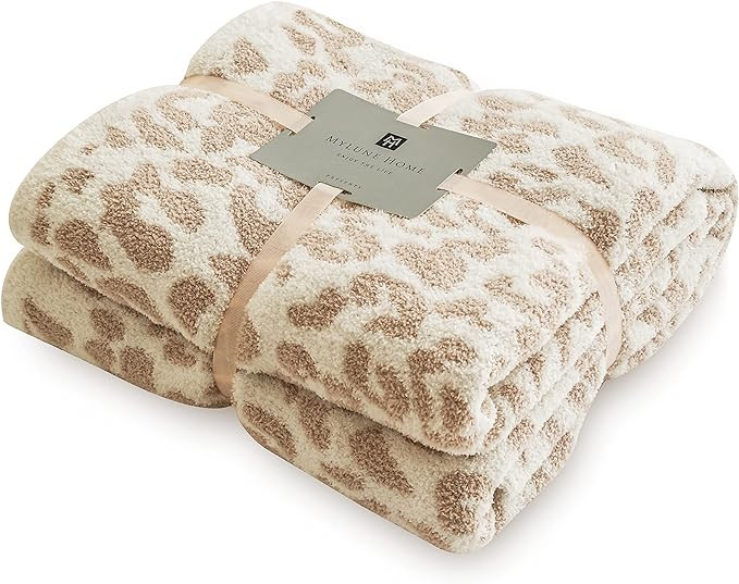 MH MYLUNE HOME Large Soft Micro Plush Leopard Blanket (71x78 inches, Khaki) Warm Reversible Cheet... | Amazon (US)