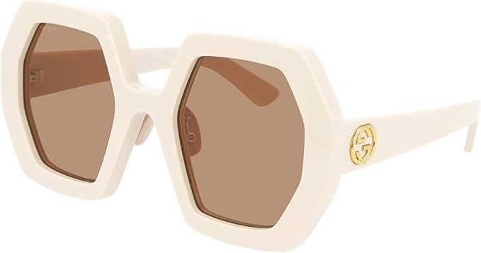 Gucci GG0772S IVORY/BROWN 55/26/145 Sunglasses for Women | Amazon (US)