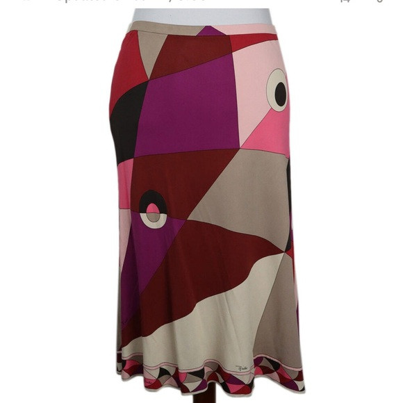 Emilio Pucci Pink Purple & Burgundy Print Skirt | Poshmark