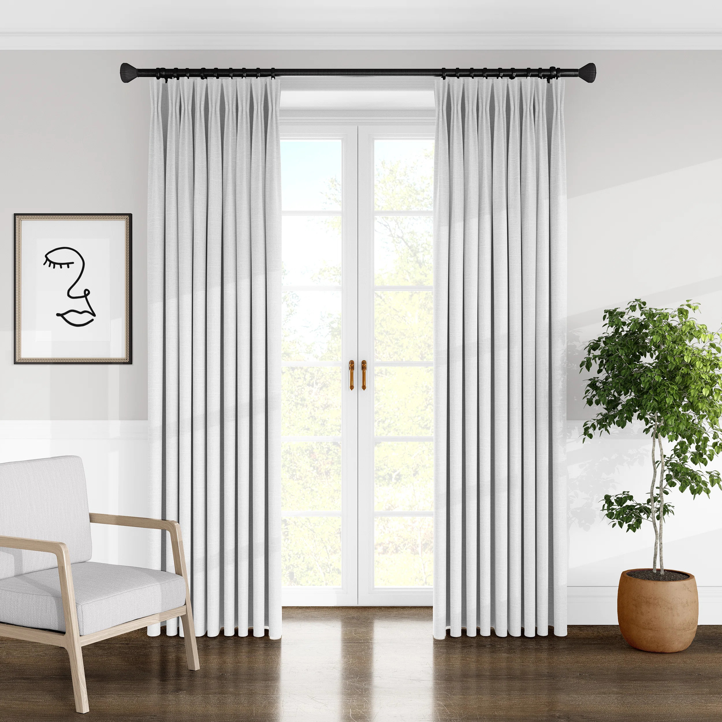 Luxe Linen Solid Semi-Sheer Pinch Pleat Single Curtain Panel | Wayfair North America