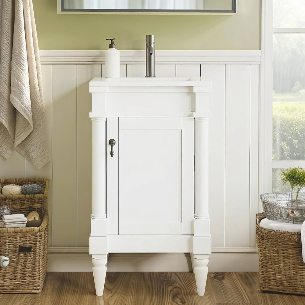 Merax 18" Bathroom Vanity with Sink, Powder Room Vintage Small Bathroom Vanity with Storage Cabin... | Amazon (US)