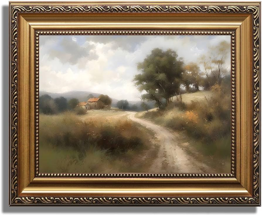ASTRDECOR Vintage Gold Framed Wall Art, Vintage Field Country Nature Wall Art Prints, House Lands... | Amazon (US)