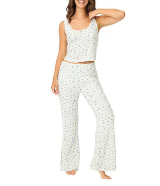 More Amour Double Brushed Pointelle Knit Sleeveless Scoop Neck Long Lounge Sleep Set | Dillard's