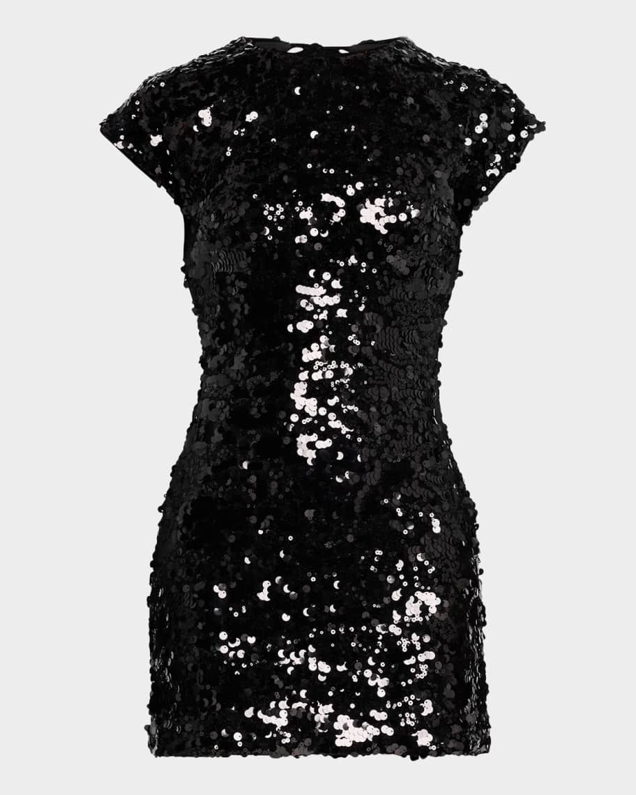Ganni Sequined Tie Mini Dress | Neiman Marcus
