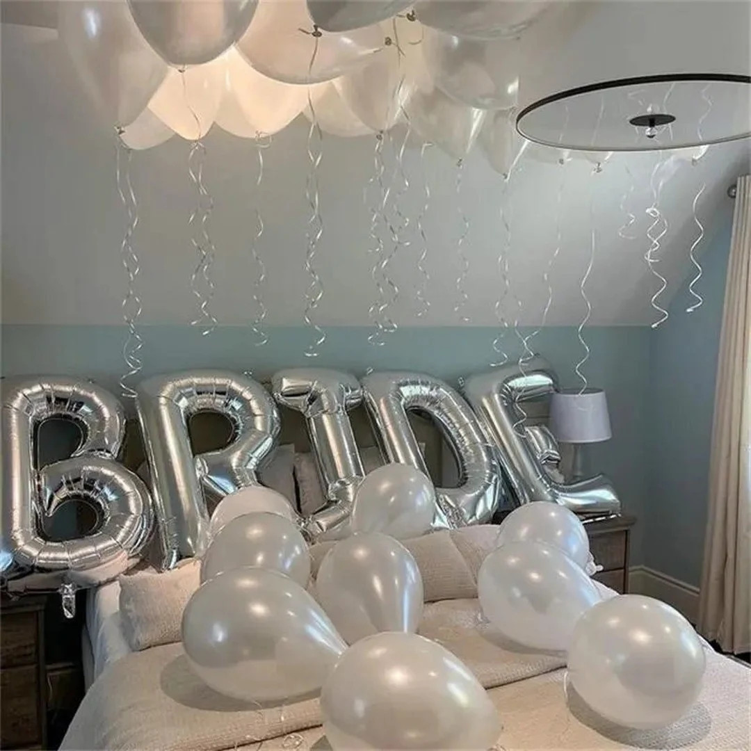 Jumbo BRIDE Balloons, 40 Inches XL Bride Balloon Letters, Bride Silver Foil Balloons, Bachelorett... | Etsy (US)