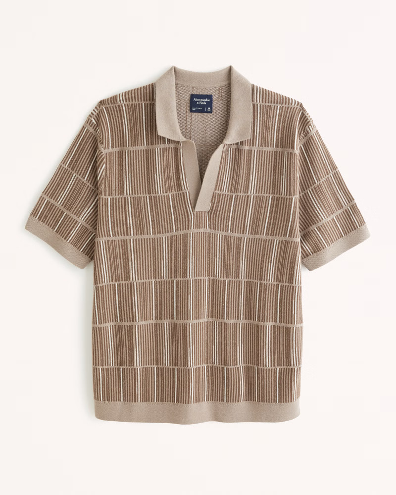 Exaggerated Johnny Collar Crochet Sweater Polo | Abercrombie & Fitch (US)