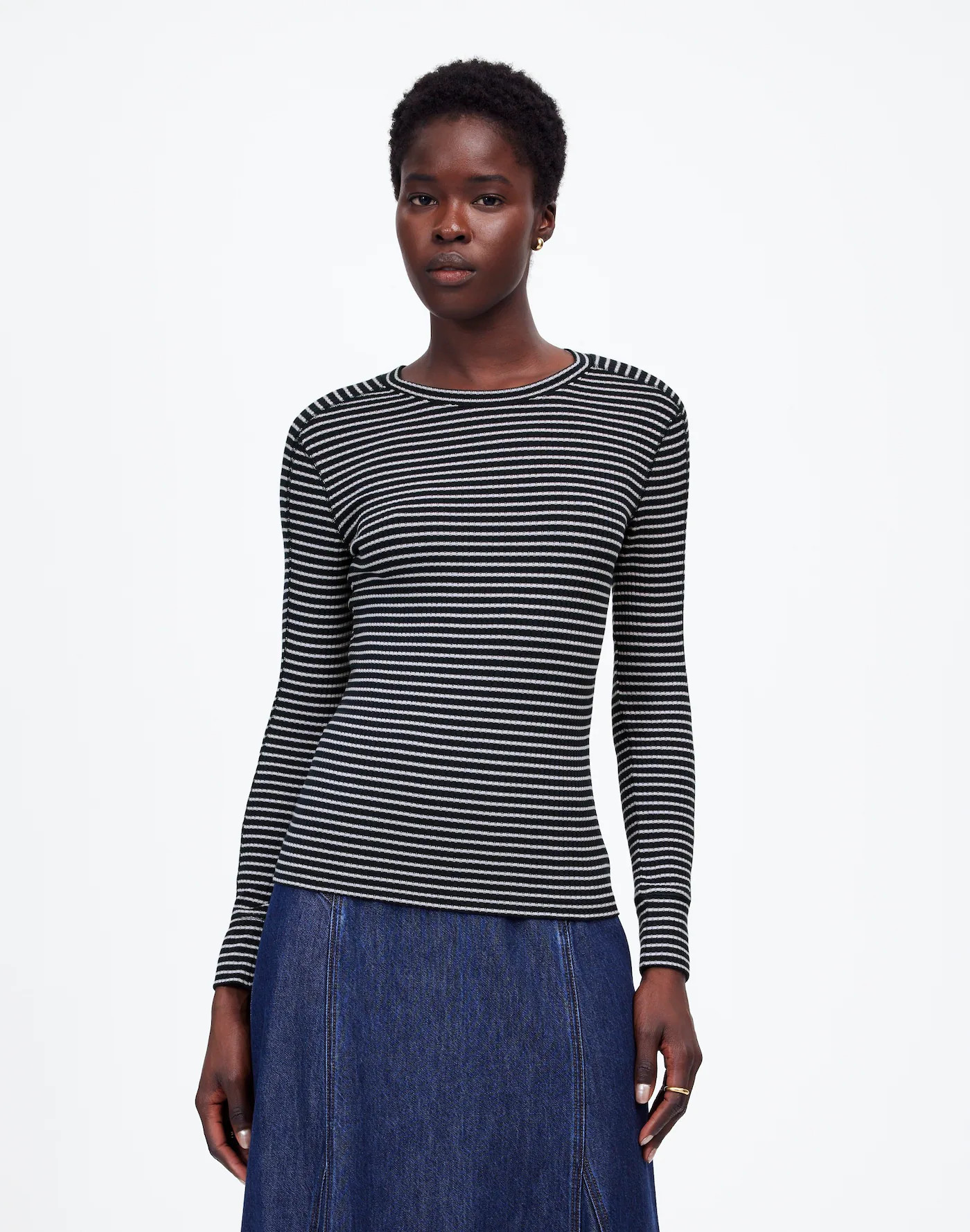 Ribbed Crewneck Long-Sleeve Tee | Madewell | Madewell