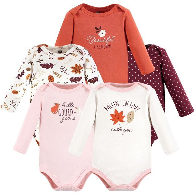 Hudson Baby Infant Girl Cotton Long-Sleeve Bodysuits, Fall | Target
