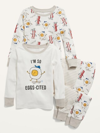 Unisex 4-Piece "I'm So Eggs-Cited" Graphic Pajama Set for Toddler & Baby | Old Navy (US)