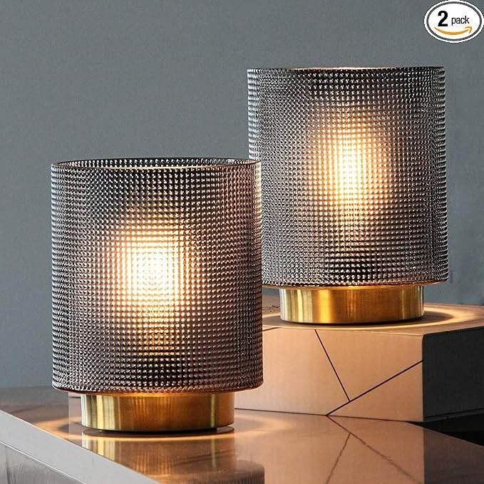 Battery Operated Lamp with Timer, 2-Pack Glass Cordless Lamp for Power Outage, Decorative Small A... | Amazon (US)