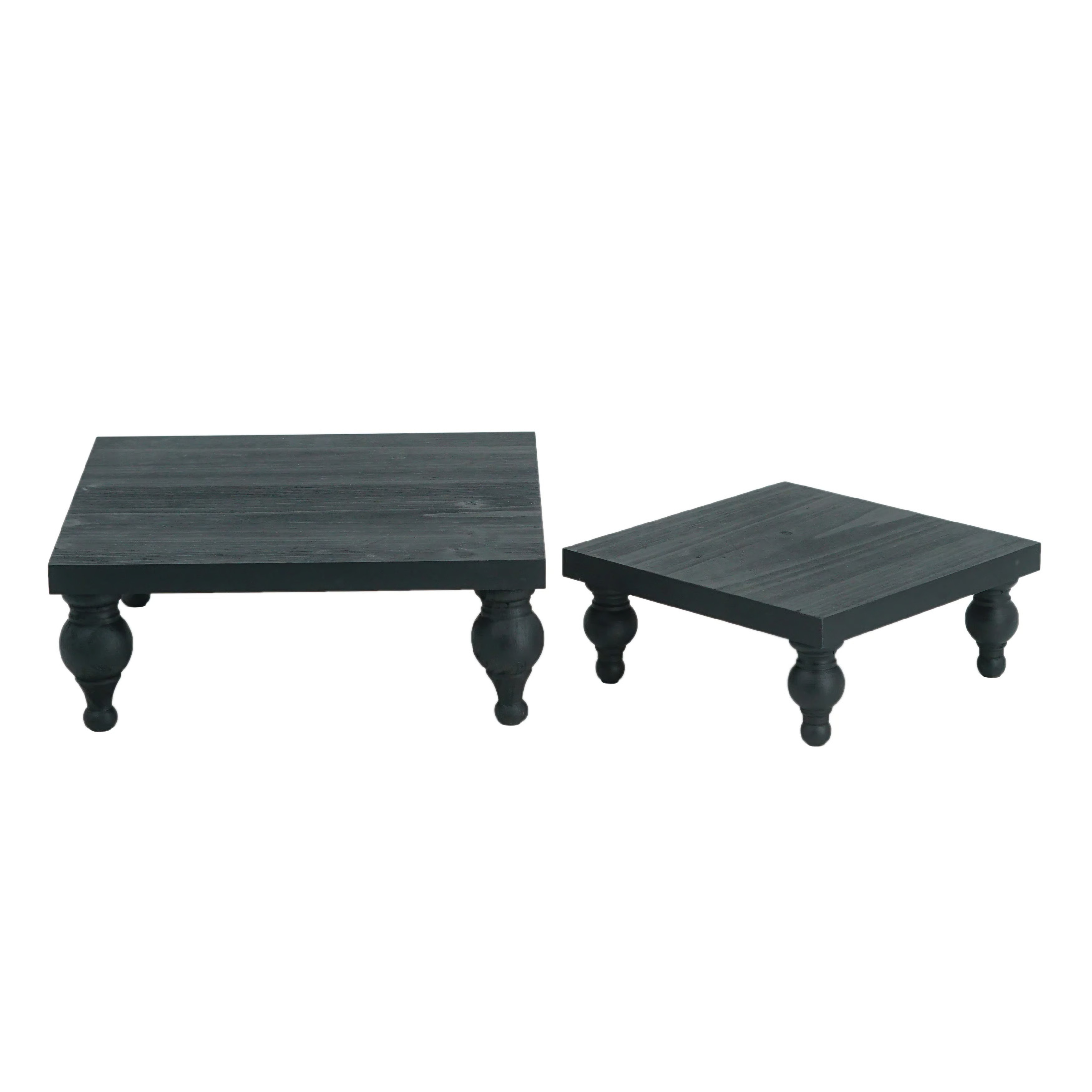 Alcott Hill® Black Wooden Square Risers - L:12x12x4.3" S:8x8x3.5" | Wayfair | Wayfair North America