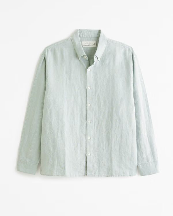 Summer Linen-Blend Button-Up Shirt | Abercrombie & Fitch (US)
