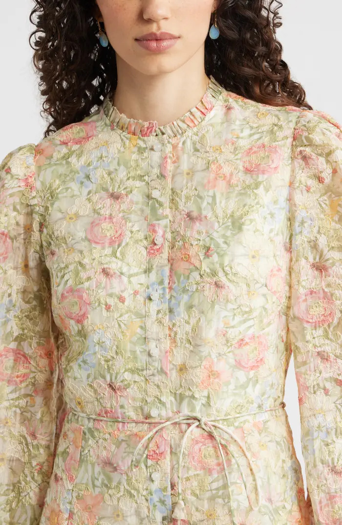 Floral Embroidered Button-Up Shirtdress | Nordstrom