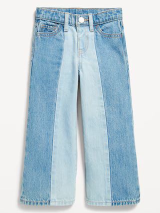 High-Waisted Baggy Two-Tone Wide-Leg Jeans for Toddler Girls | Old Navy (US)