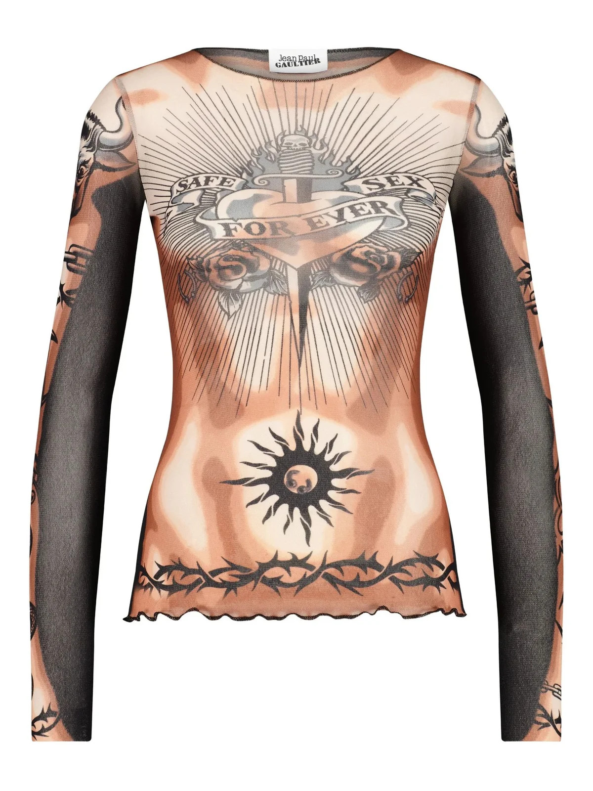 Jean Paul Gaultier Tattoo Print Mesh Top | Cettire Global