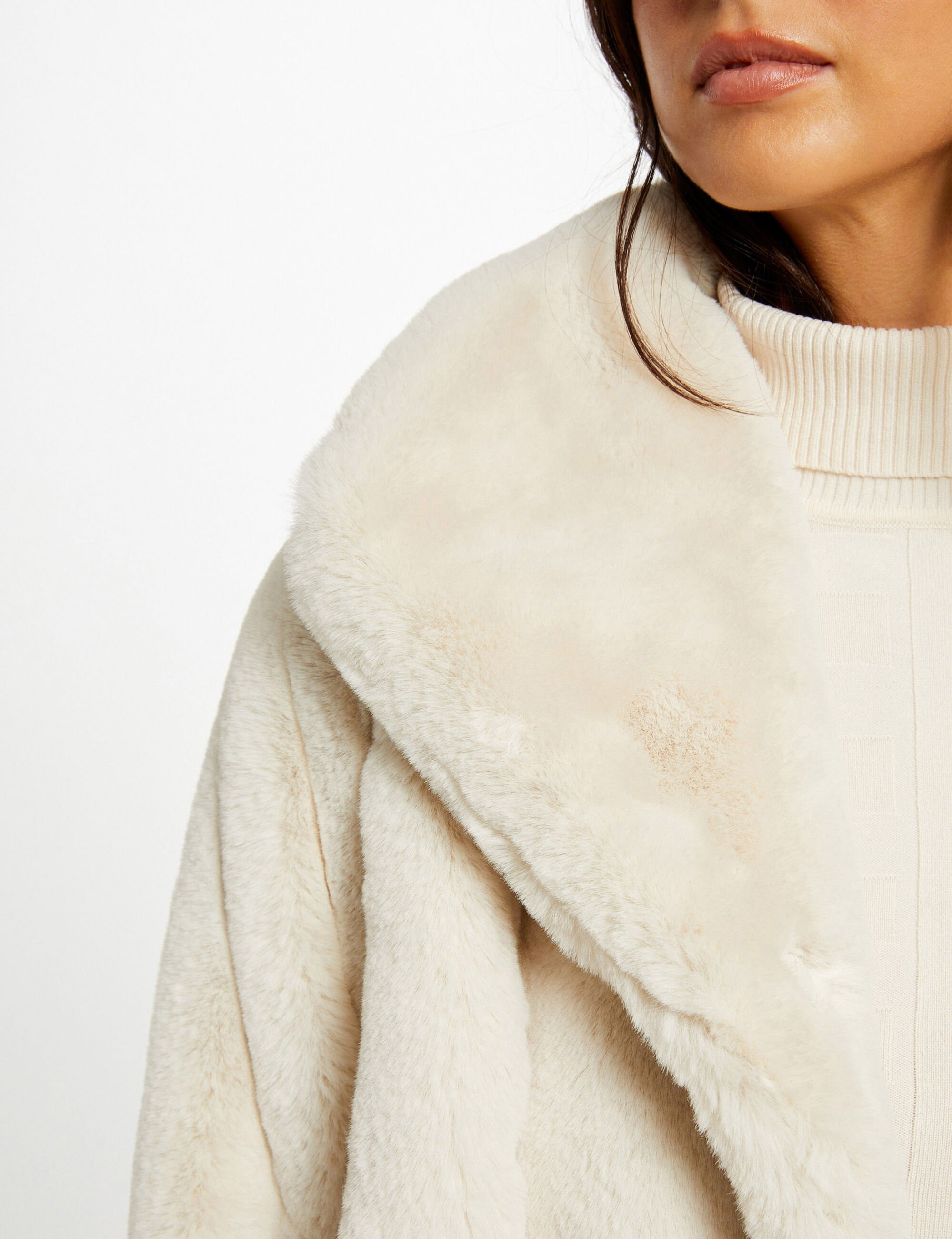 Manteau imitation fourrure ivoire femme | Morgan - Cashback