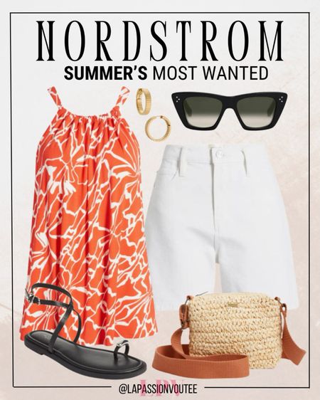 Summer Vibes: Embrace the sunshine in a printed tank top paired with white denim shorts, accessorized with hoop earrings, stylish sunglasses, a crochet straw crossbody bag, and trendy ankle strap sandals. Discover your perfect summer ensemble at Nordstrom. 

#LTKSeasonal #LTKStyleTip #LTKxNSale