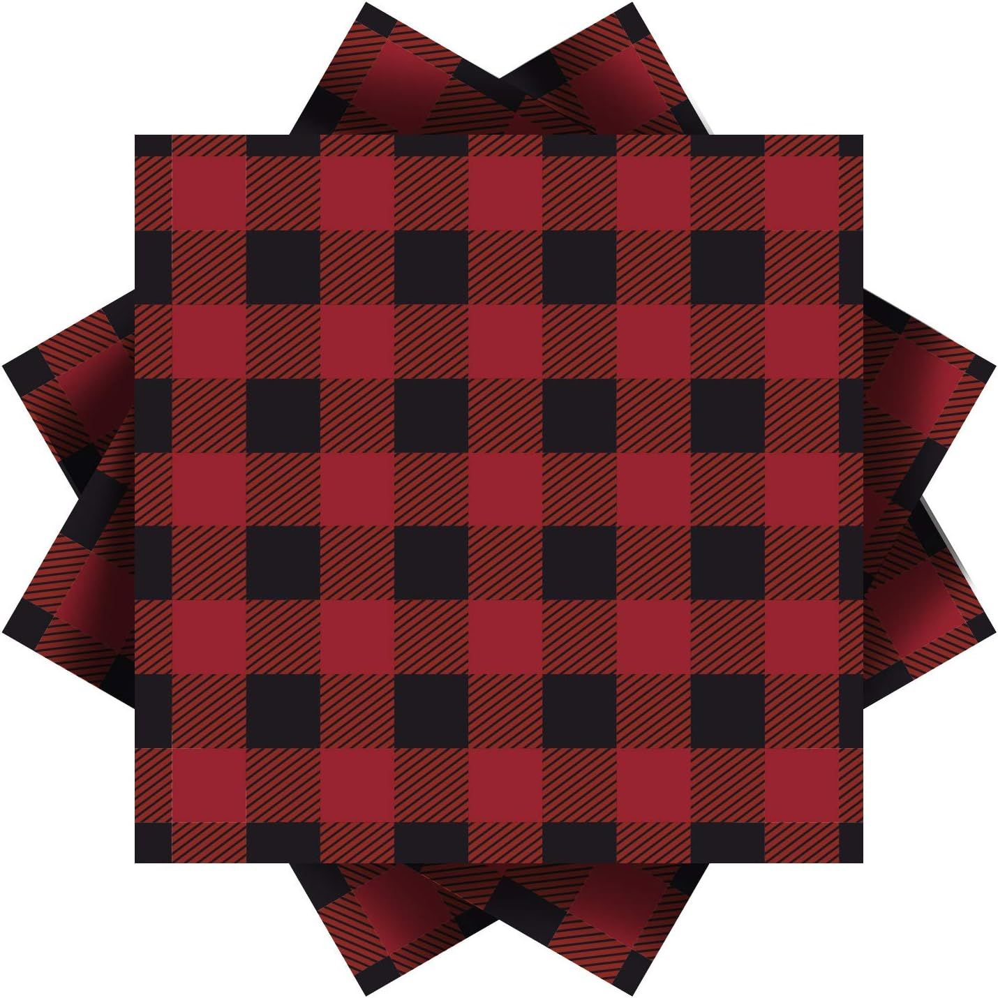 Aneco 32 Pack Red and Black Plaid Papers Napkins Luncheon Napkins for Wedding, Party, Birthday, D... | Amazon (US)