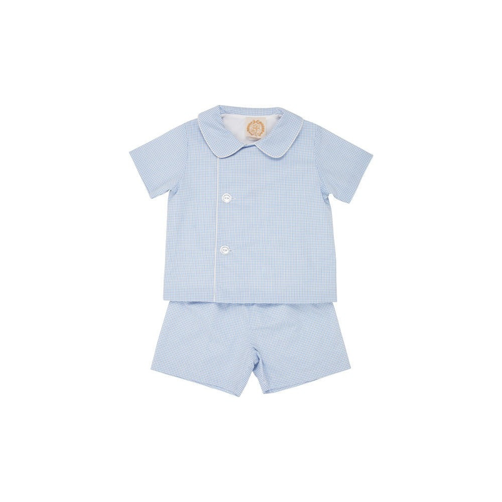 Dudley's Dapper Set (with shorts) - Buckhead Blue Mini Check with Worth Avenue White | The Beaufort Bonnet Company