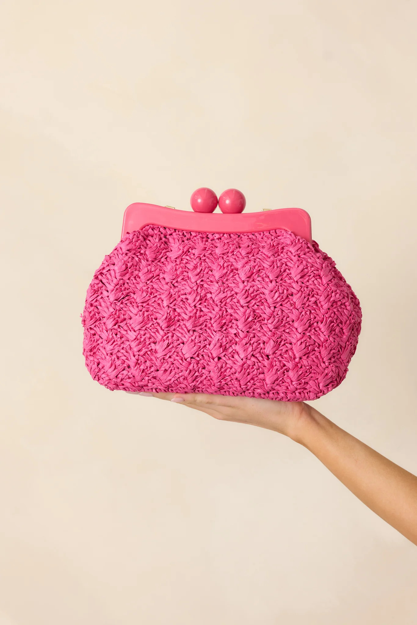 The Coast Is Calling Hot Pink Straw Clutch | Red Dress