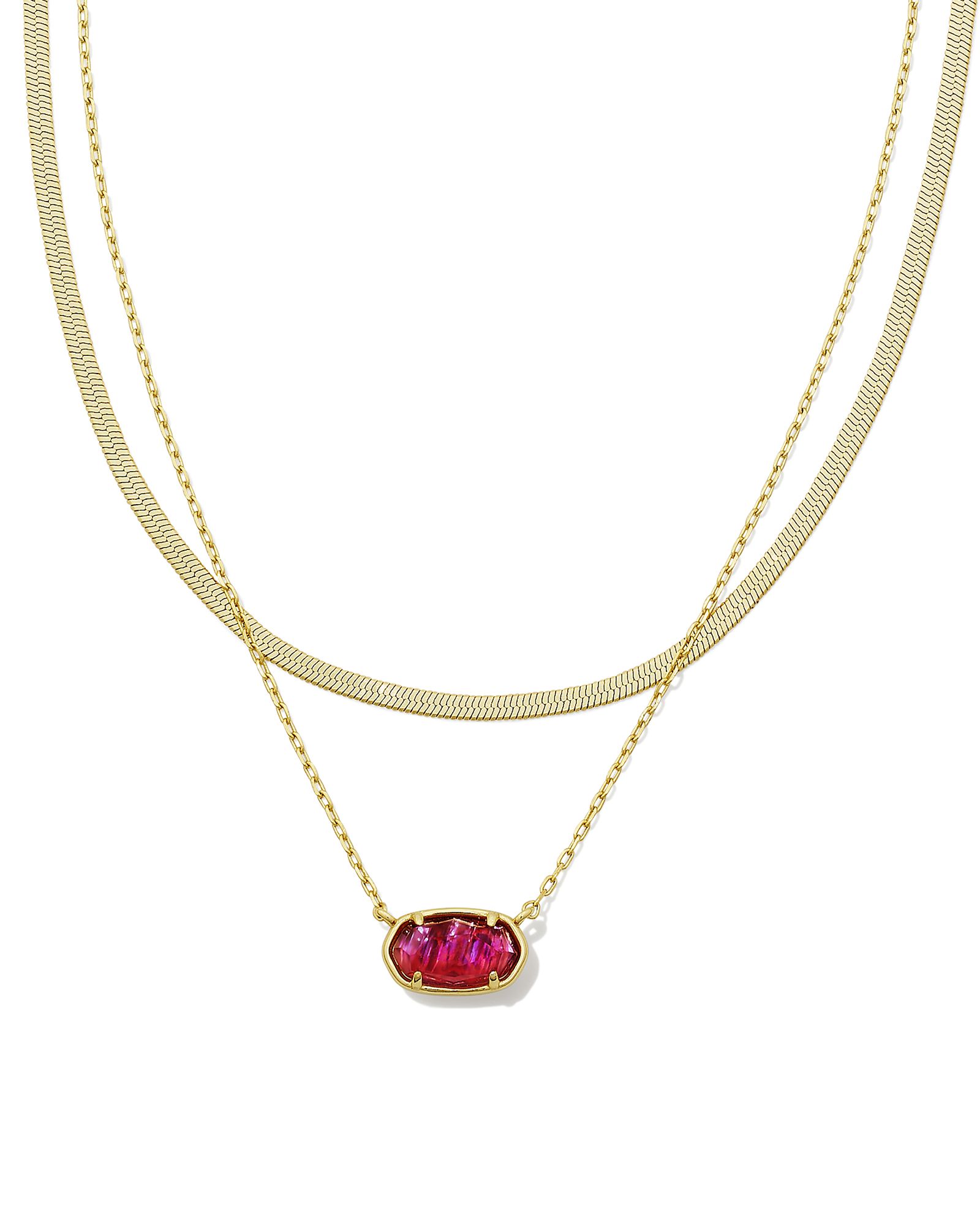 Grayson Herringbone Gold Multi Strand Necklace in Light Burgundy Illusion | Kendra Scott