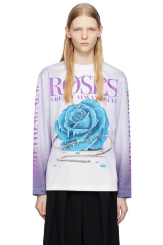 White & Purple Rose Sweatshirt | SSENSE