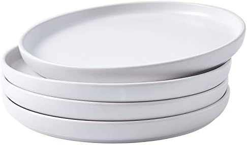 Bruntmor 11" Ceramic Plate Set of 4, Cute Round White Ceramic Salad Plate For Kitchen Plate, Cera... | Amazon (US)