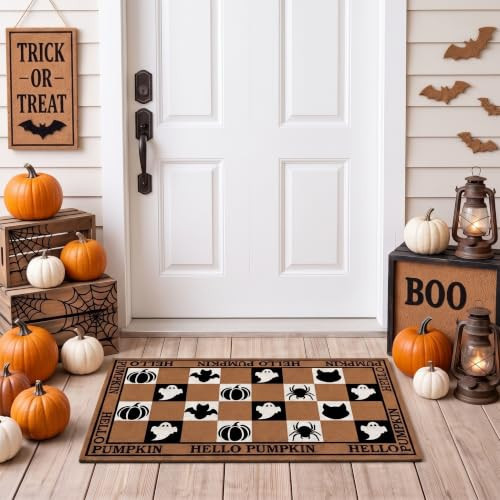 Dunzy Halloween Front Door Mat, Pumpkin Ghost Welcome Doormat, 30 x 16.5 in | Amazon (US)
