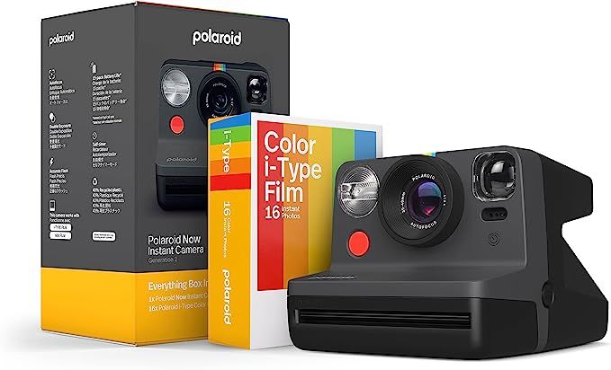 Polaroid Now 2nd Generation I-Type Instant Camera + Film Bundle - Now Black Camera + 16 Color Pho... | Amazon (US)