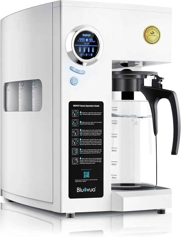 Bluevua RO100ROPOT Countertop Reverse Osmosis Water Filter System, Portable RO Filtration with Re... | Amazon (US)