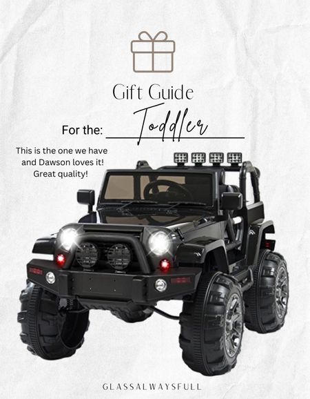 Bought this Jeep last year for Christmas and it is still like new! The battery lasts forever and I love that I’m able to operate it if needed. Gift guide toddler, Toddler jeep, gift guide kids, kids jeep, kids Christmas gift, Amazon kids gift, Amazon Jeep, Amazon gift guide, Amazon toy car, Amazon kids. Callie Glass 

#LTKkids #LTKGiftGuide #LTKfamily