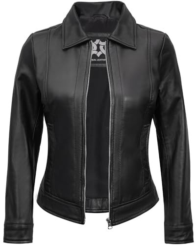 UrbanFocal Real Lambskin Black Leather Jacket Women - Stylish Leather Biker Jacket Women | [101005803] Black Suzan, M | Amazon (US)
