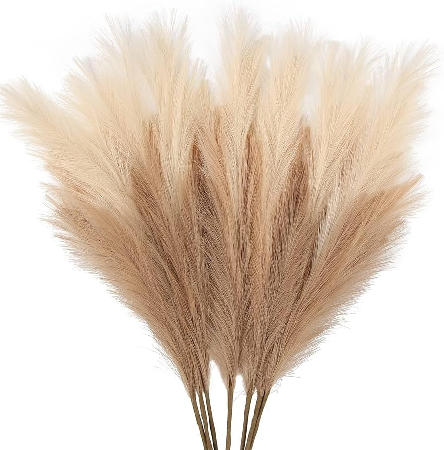 ZIFTY 7-Pcs 38"/3.1FT Faux Pampas Grass Large Tall Fluffy Artificial Fake Flower Bedroom Decor Bo... | Amazon (US)